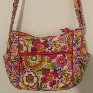 Vera Bradley Pink and Yellow Floral Shoulder Bag.